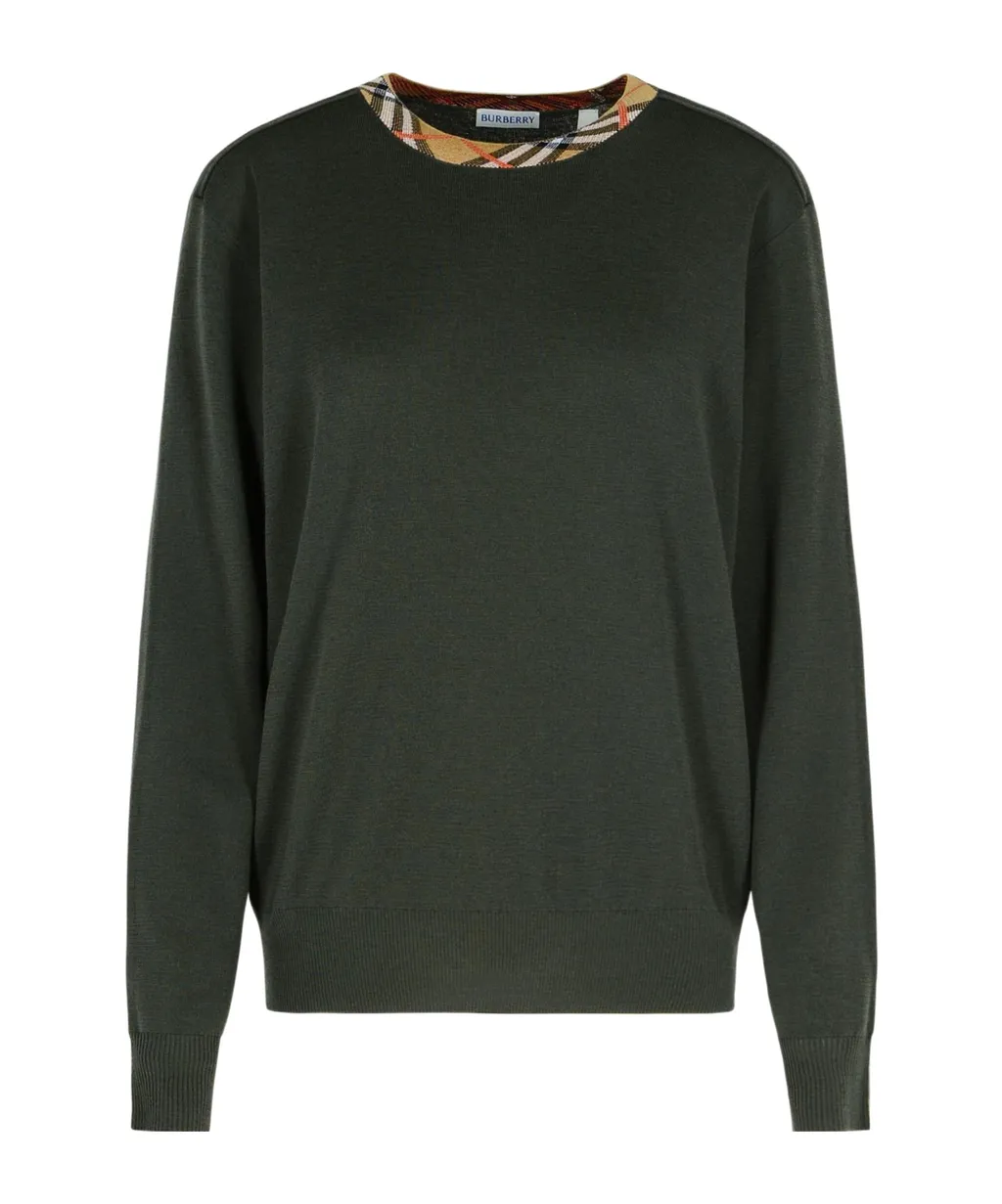 Checked Neck Knitted Jumper