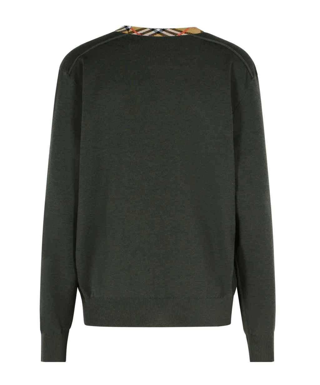 Checked Neck Knitted Jumper