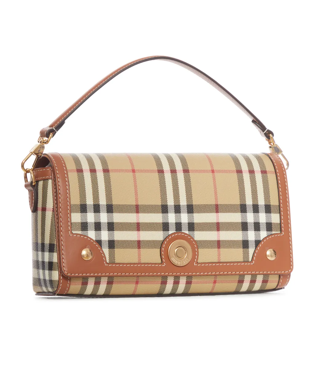 Checked Foldover Top Tote Bag