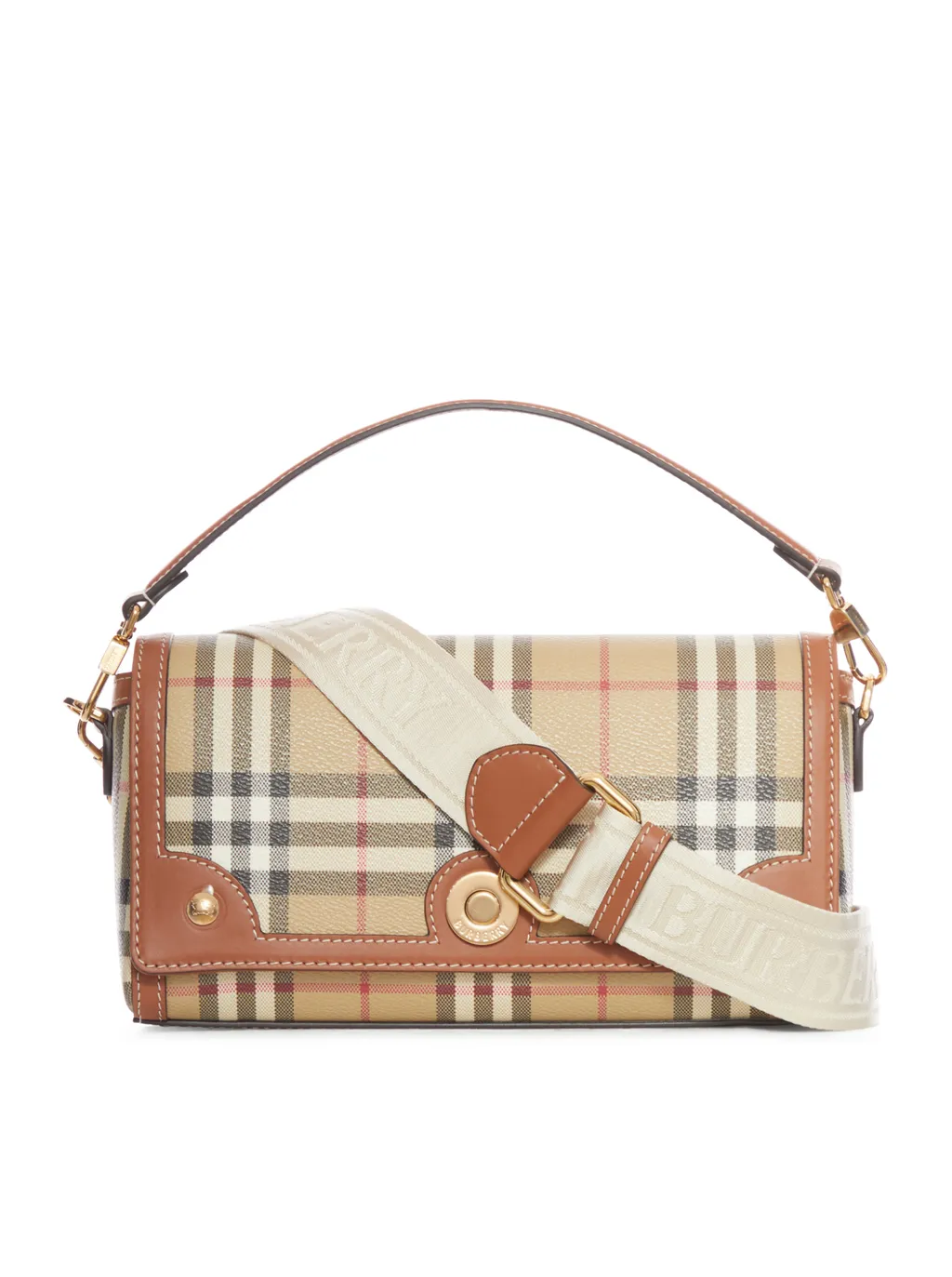Checked Foldover Top Tote Bag