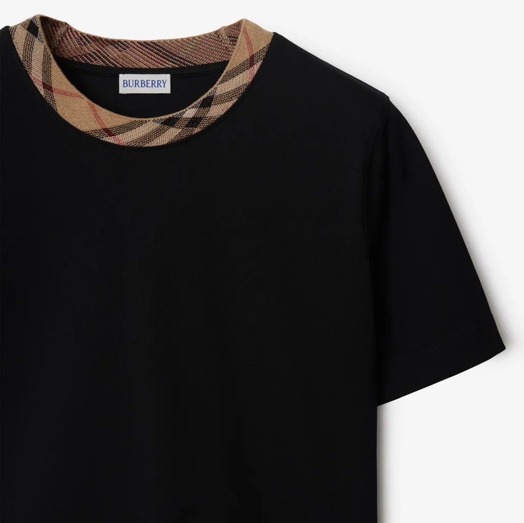 Check Trim Crewneck T-Shirt