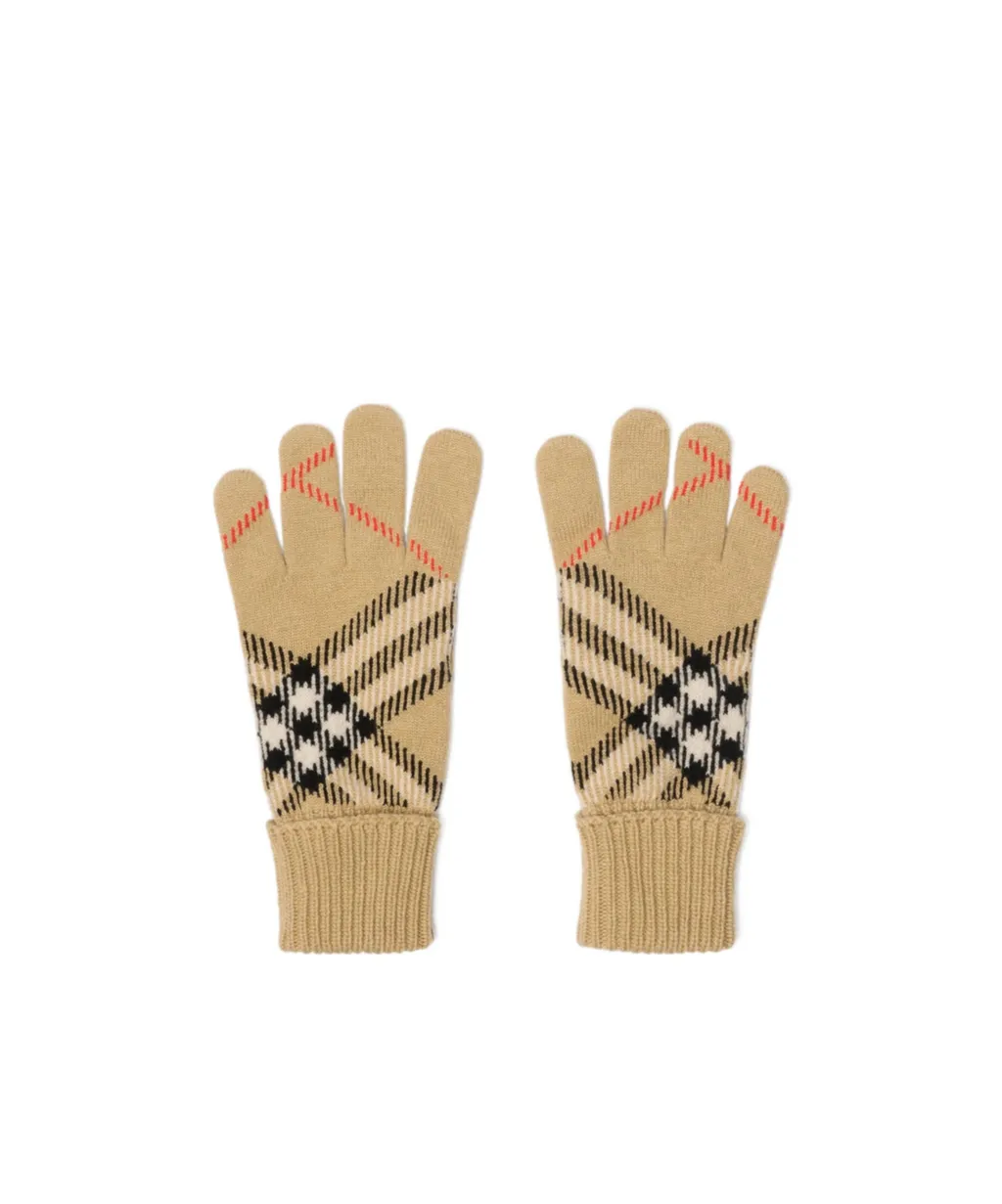 Check Jacquard Knitted Gloves