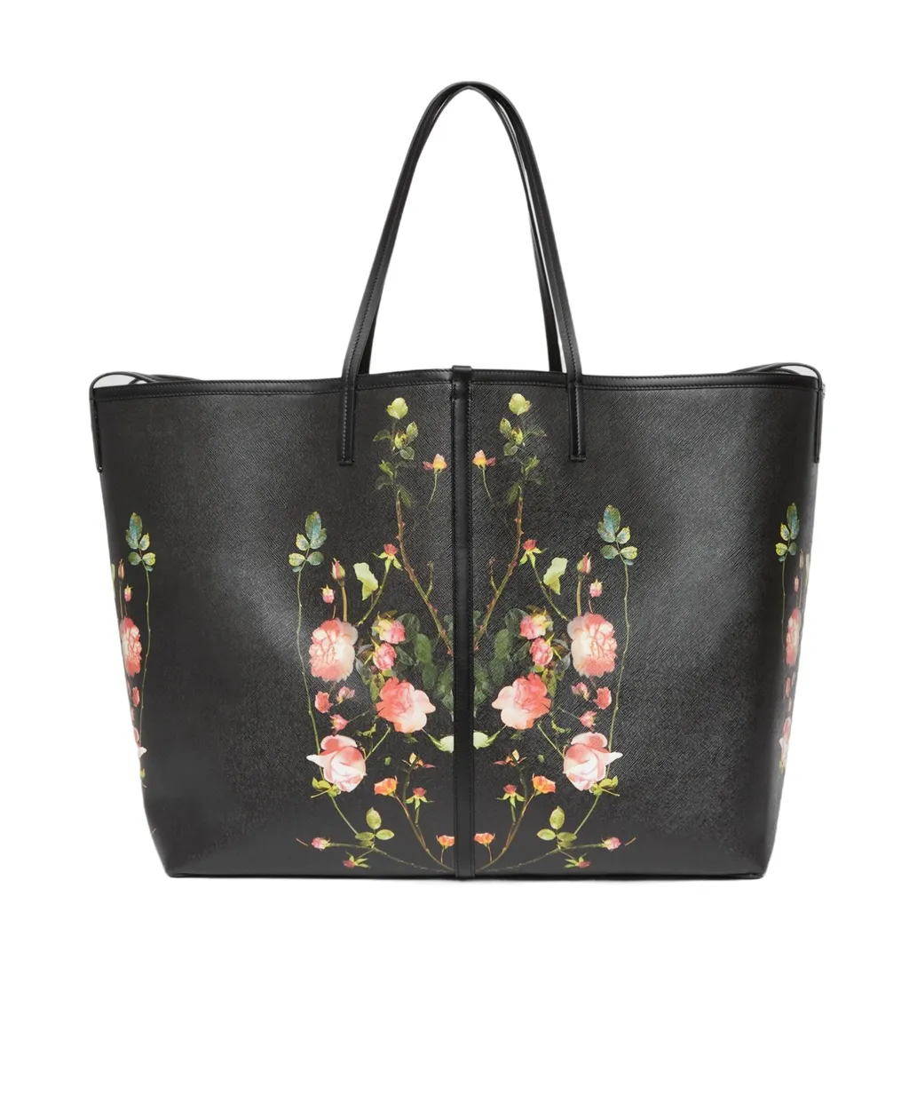 Floral-Print Logo Tote Bag