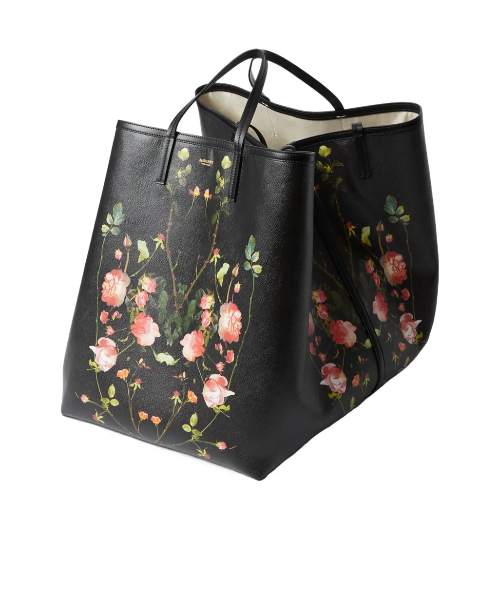 Floral-Print Logo Tote Bag