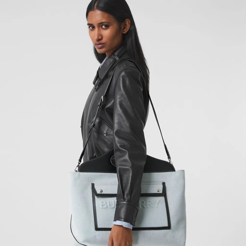 Medium Cotton Canvas Leather Soft Pocket Todd Handbag