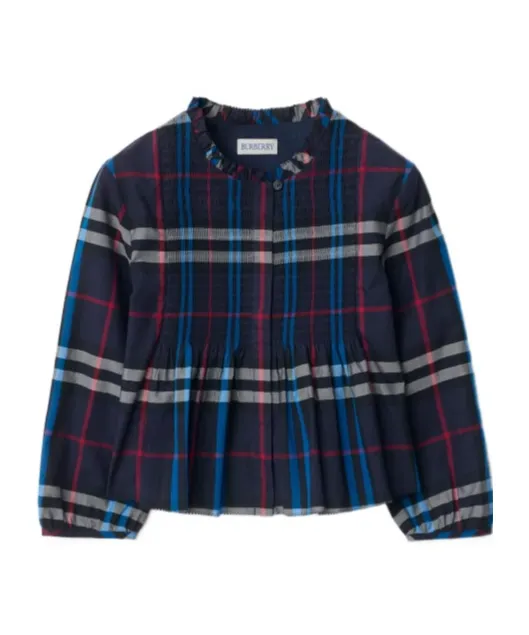 Check-Pattern Smocked Blouse