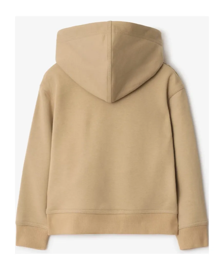 Cotton Zip Hoodie With Check Trim