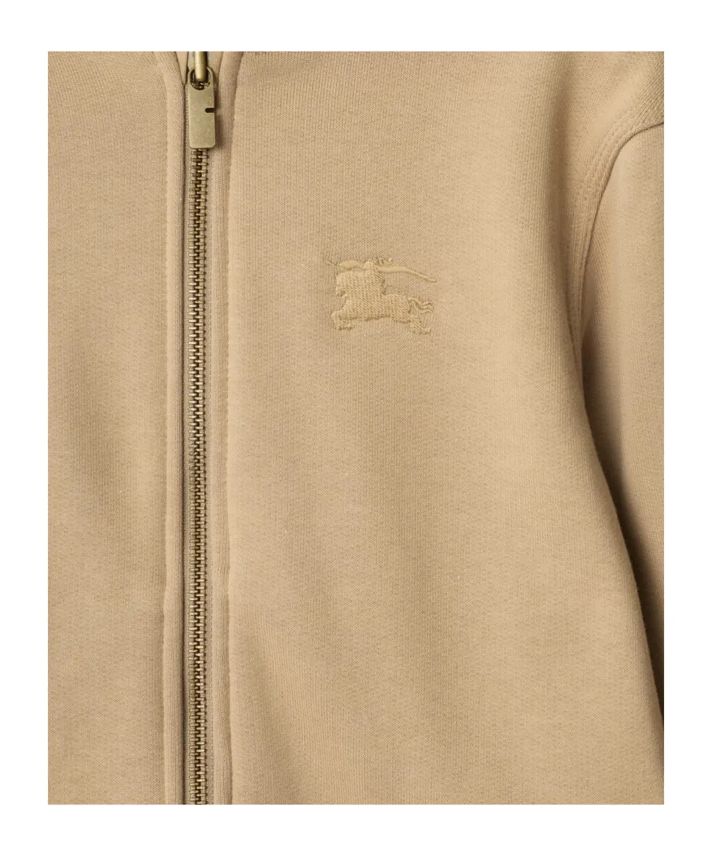 Cotton Zip Hoodie With Check Trim
