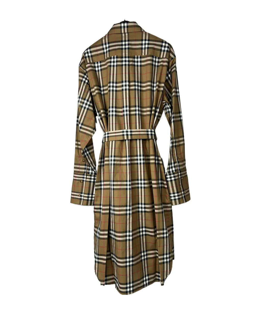 Check Stretch Cotton Shirt Dress