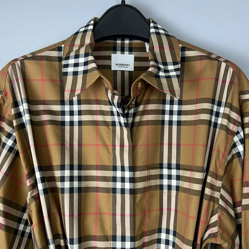 Check Stretch Cotton Shirt Dress
