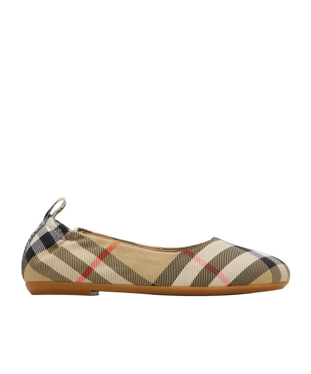 Vintage Check-Pattern Ballet Flats