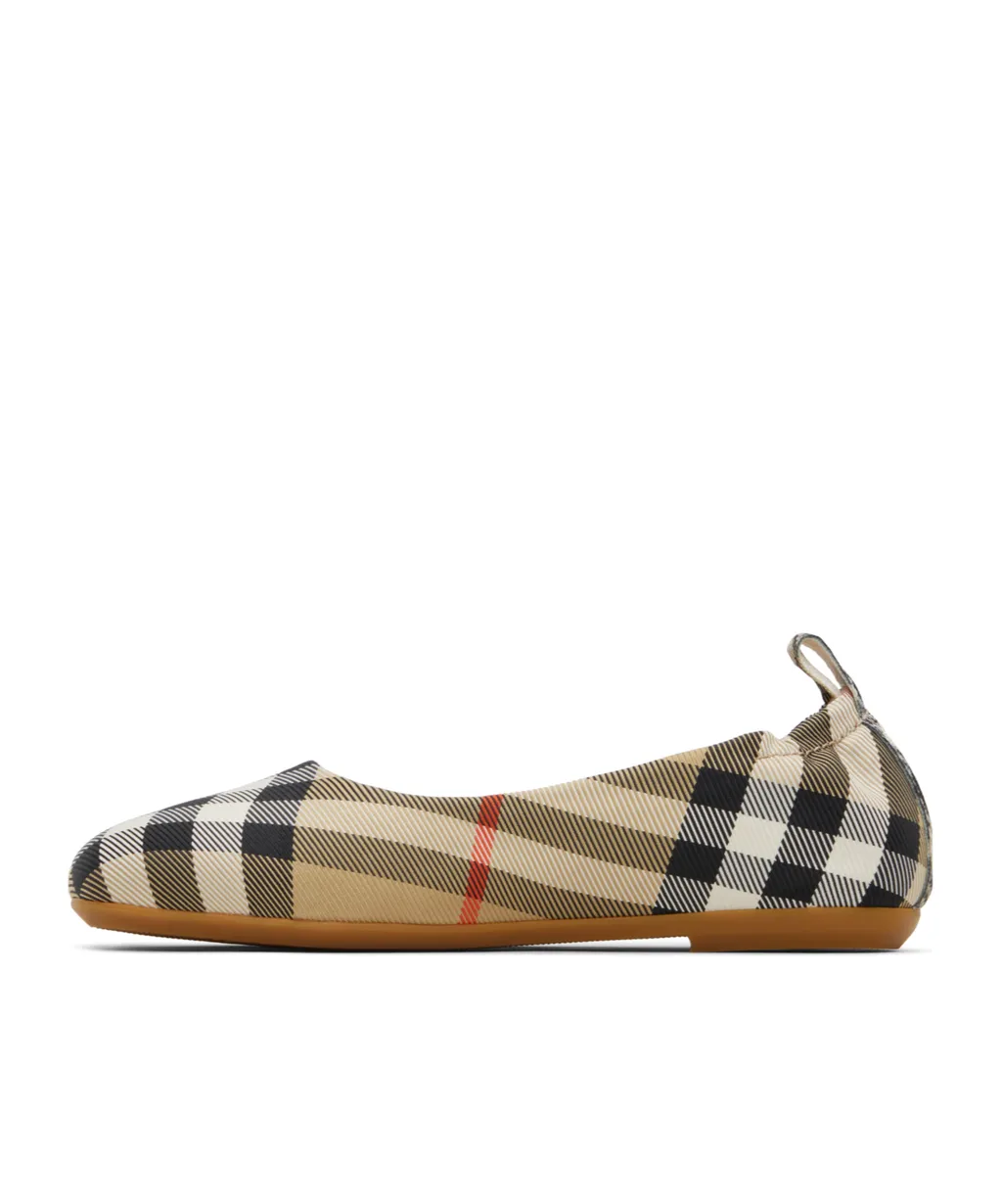 Vintage Check-Pattern Ballet Flats