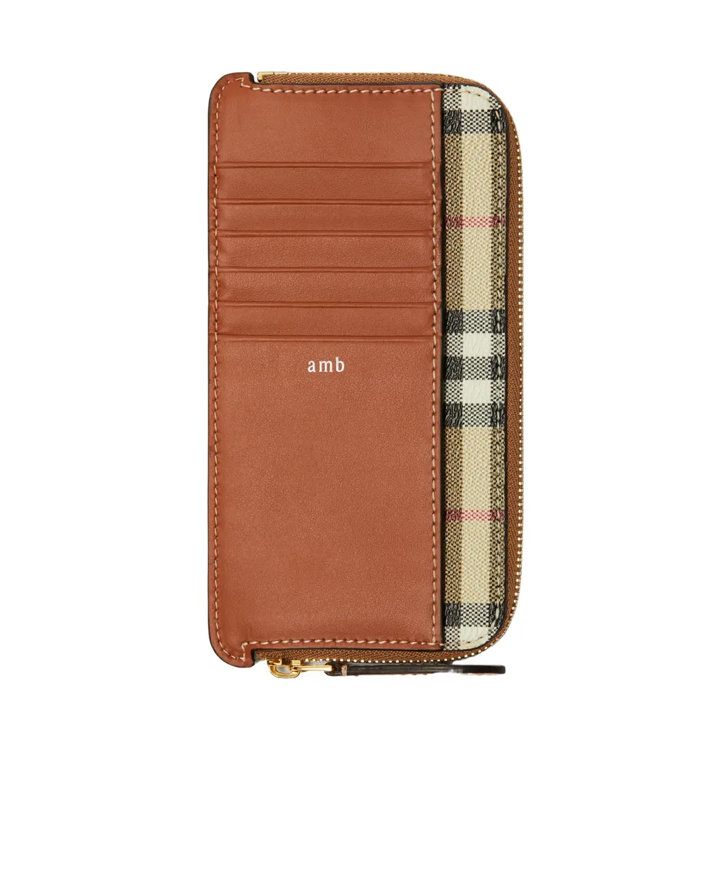 Large Check Zip Card Case