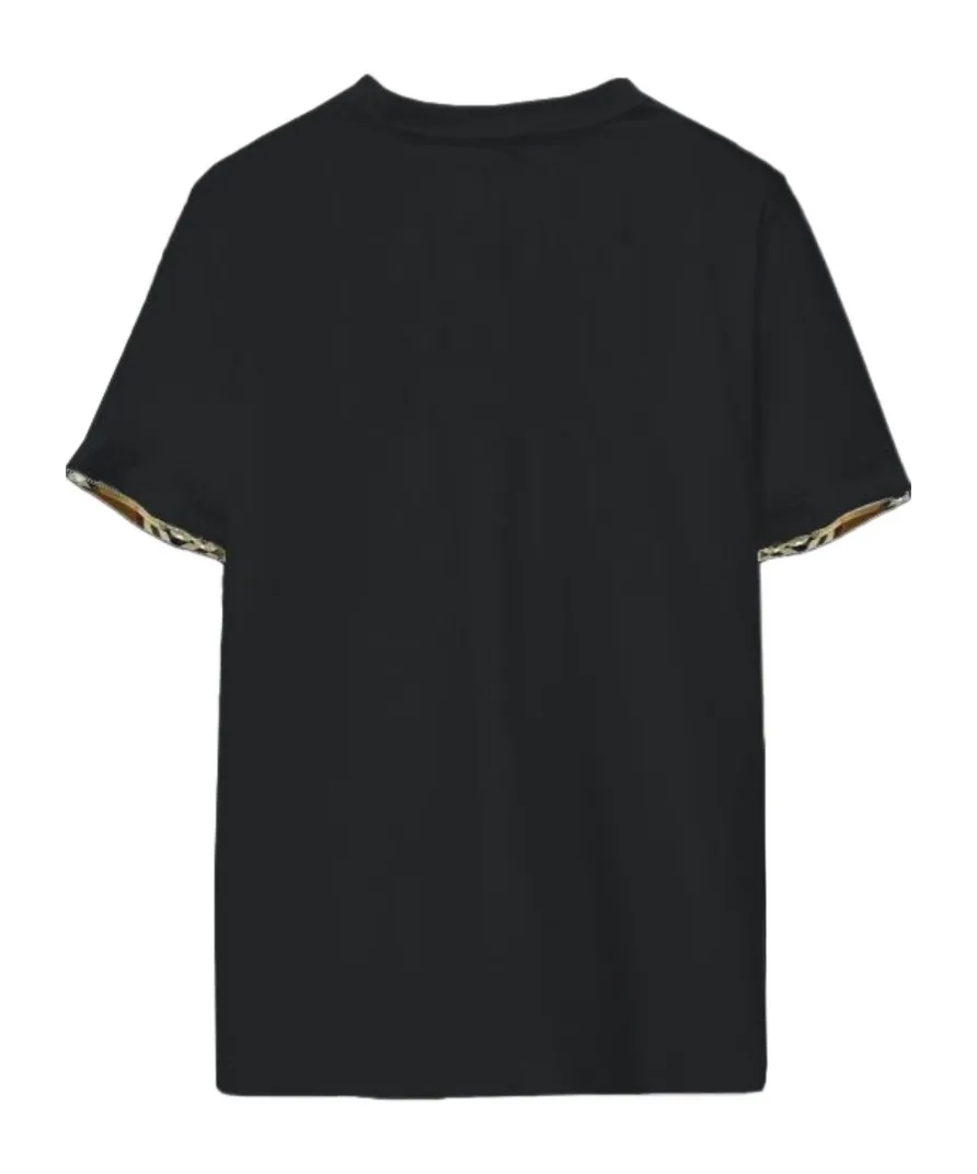 Check Trim Cotton T-Shirt