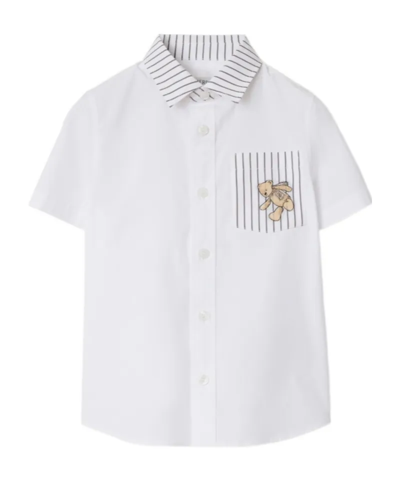 Bear Printed Striped Shirt