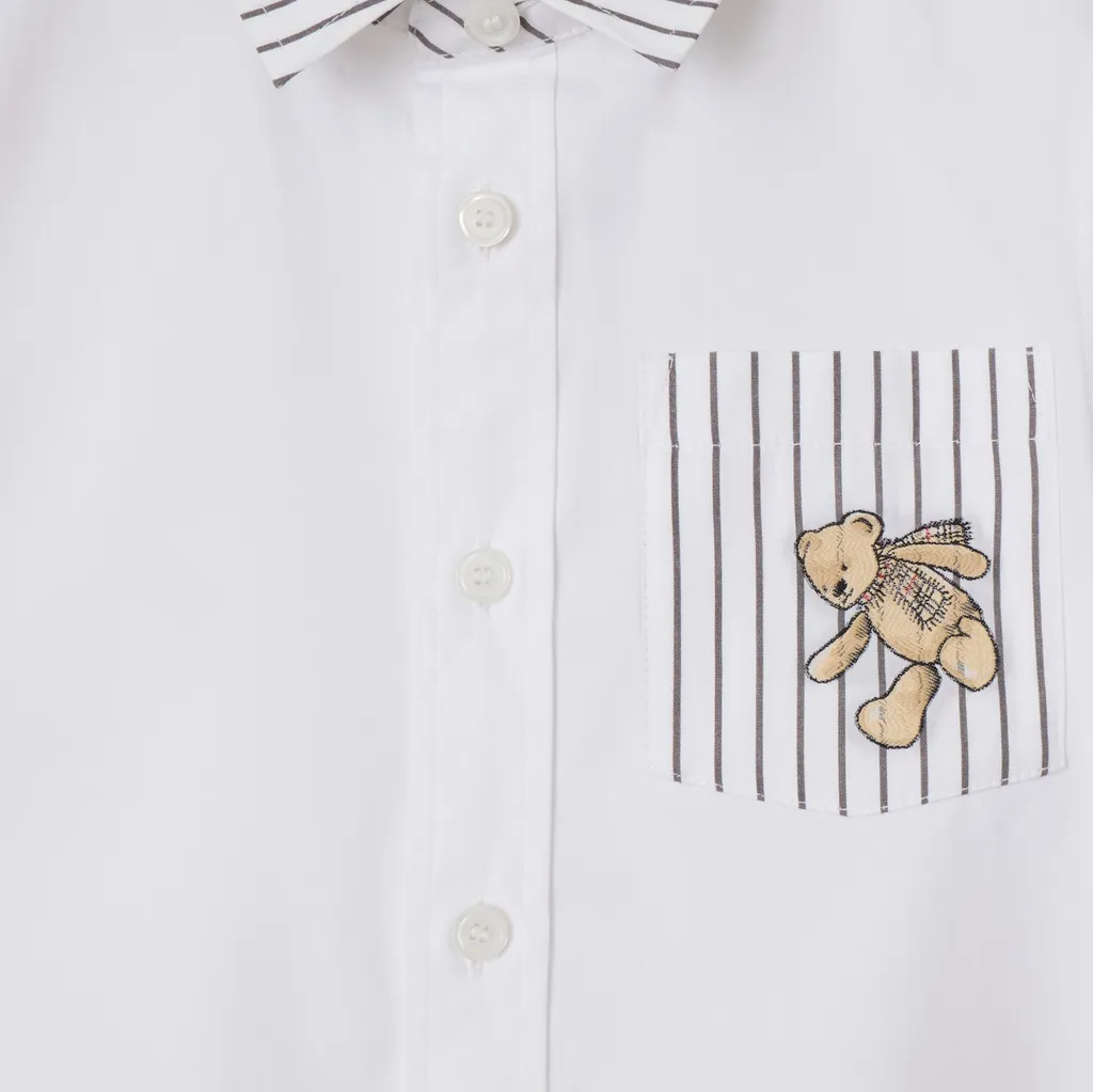 Bear Printed Striped Shirt
