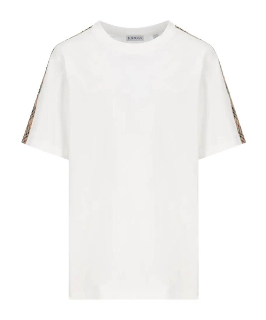 Checked-Trim Crewneck T-Shirt