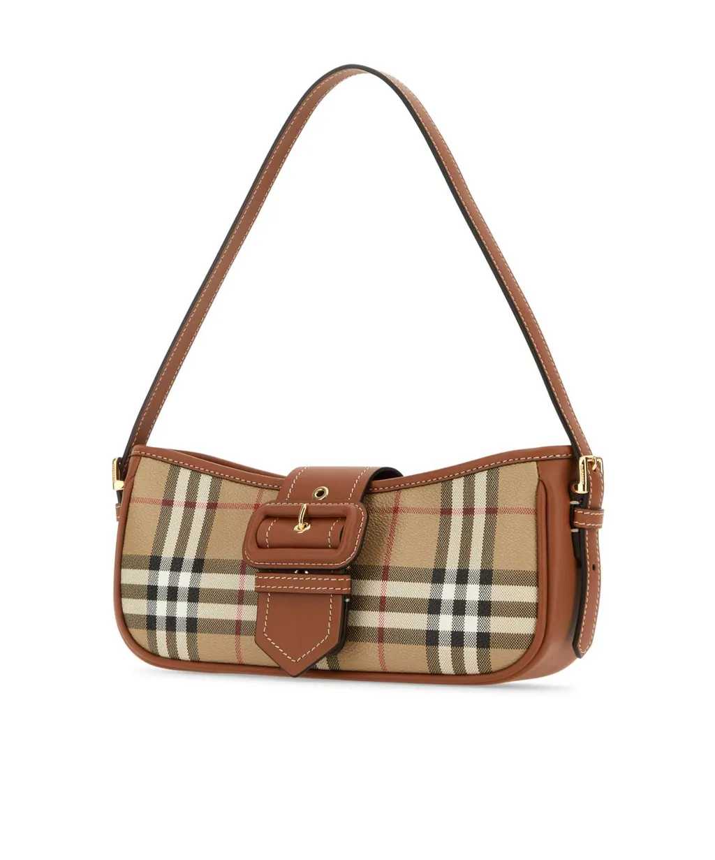 Vintage Checked Buckled Shoulder Bag