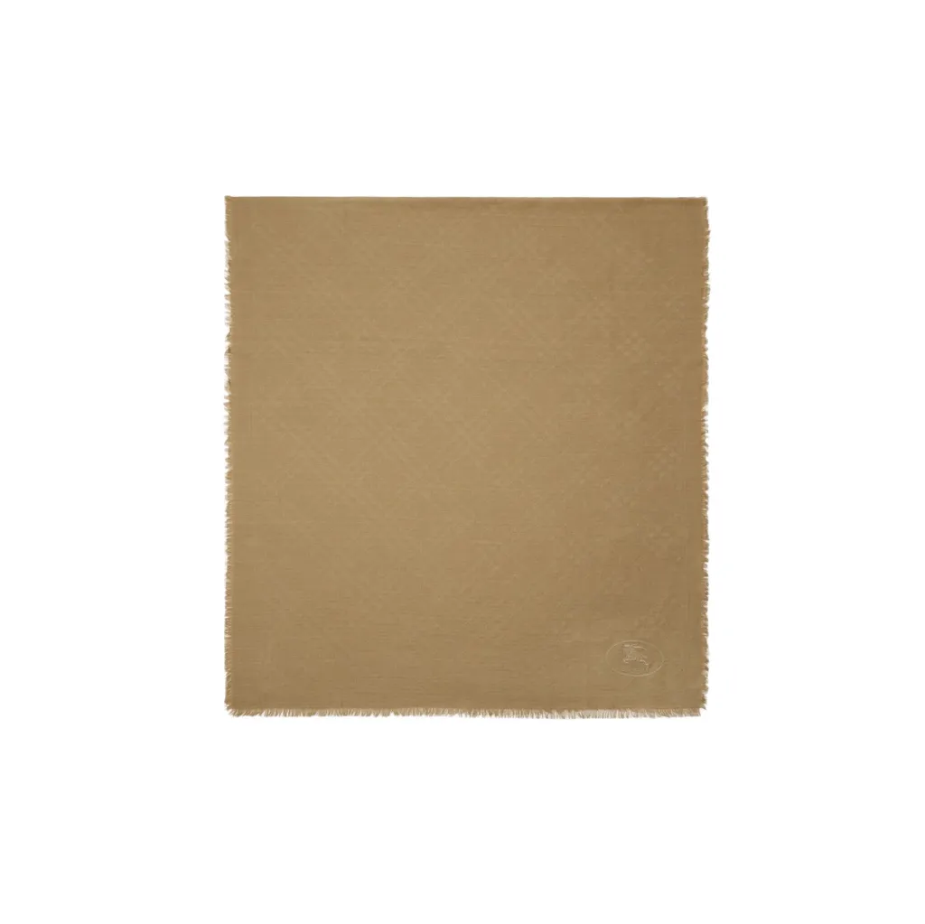 Wide Check Wool Silk Scarf