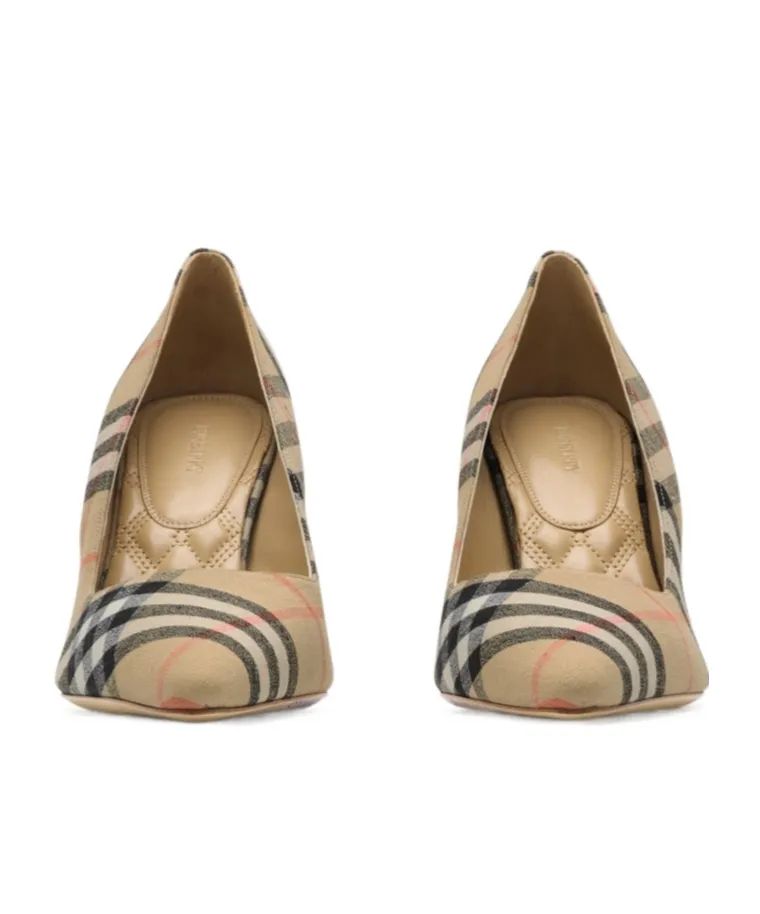 Checked Dame Pointed-Toe Pumps