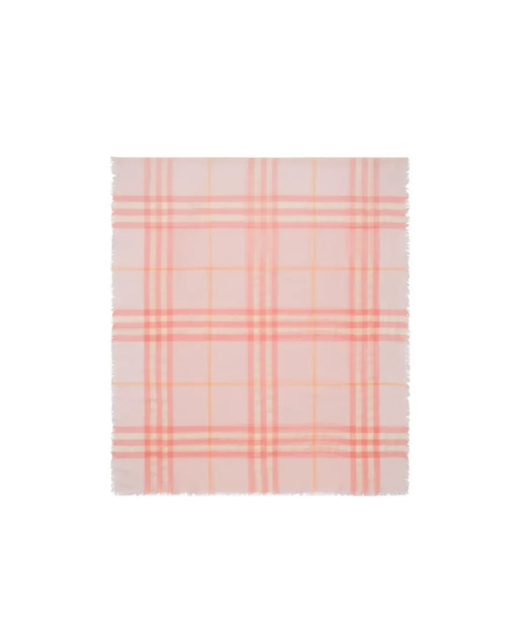 Wide Check Frayed-Edge Scarf