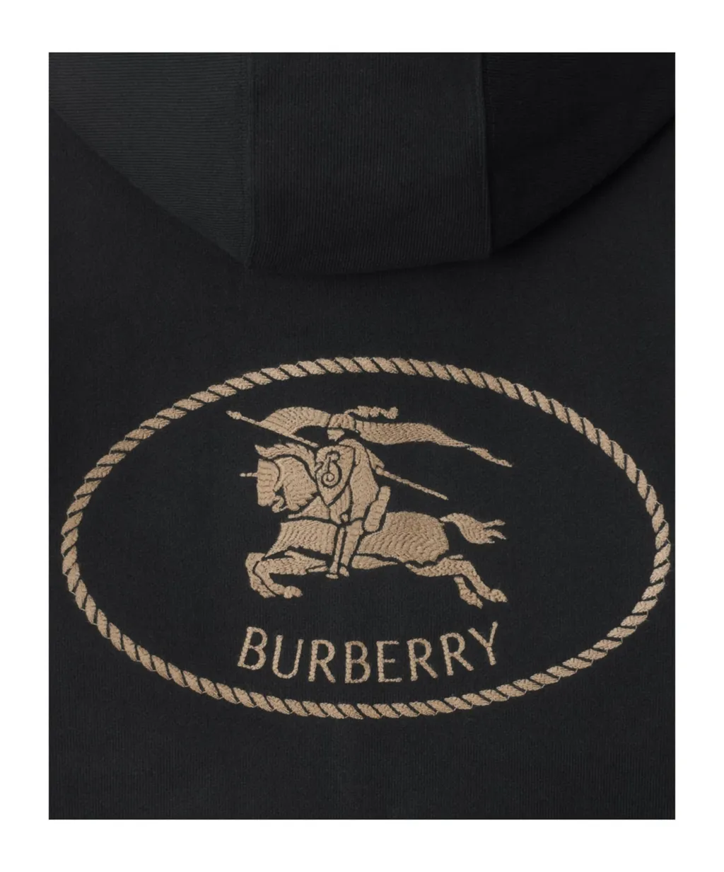 Logo Embroidered Zip-Up Drawstring Hoodie