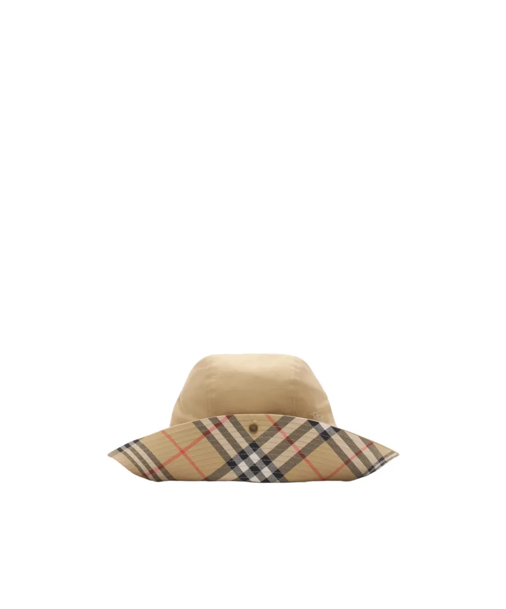 Check Brim Gabardine Bucket Hat