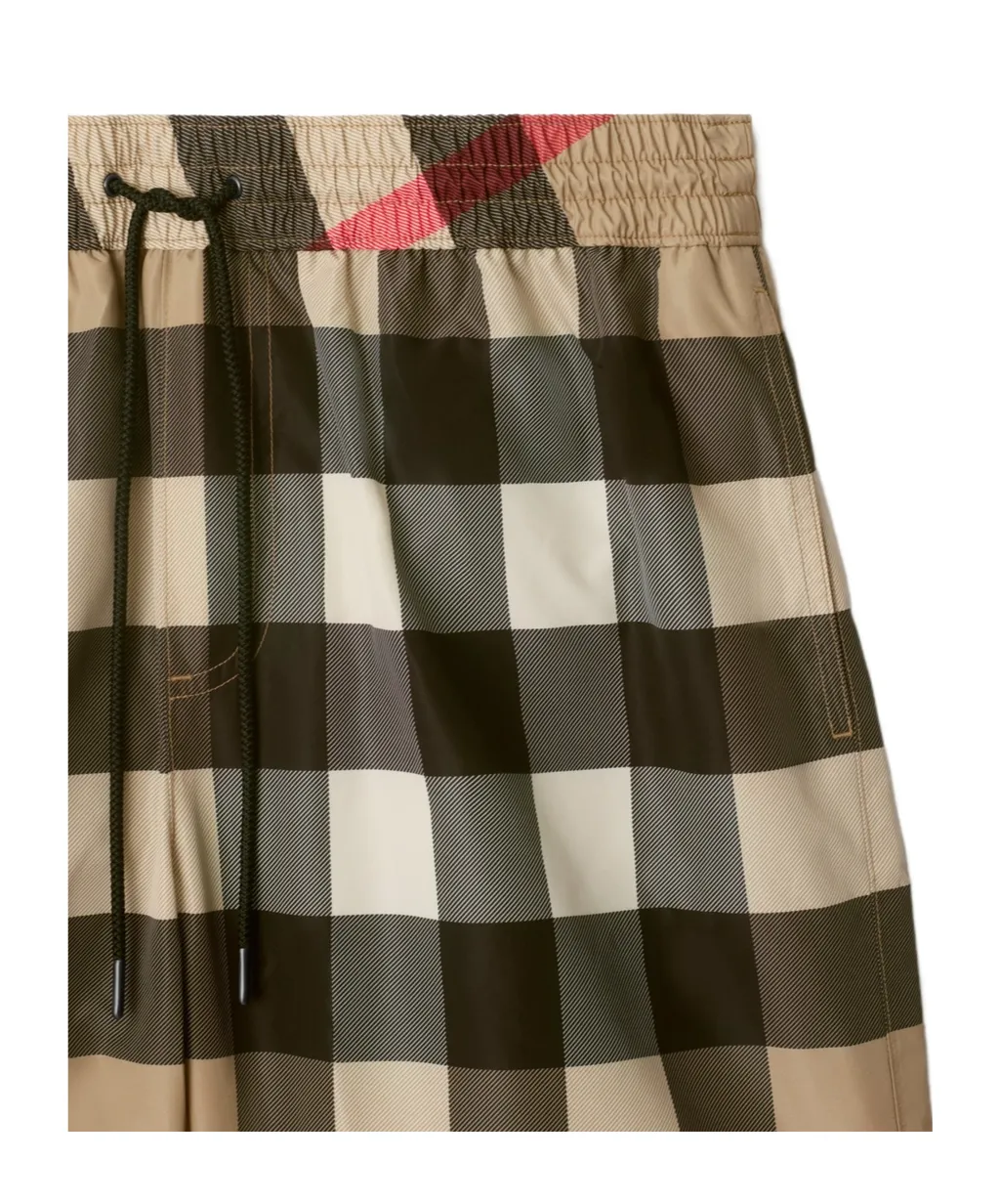 Checked Drawstring Swim Shorts