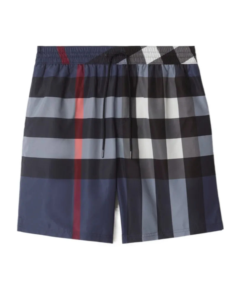 Checked Drawstring Swim Shorts