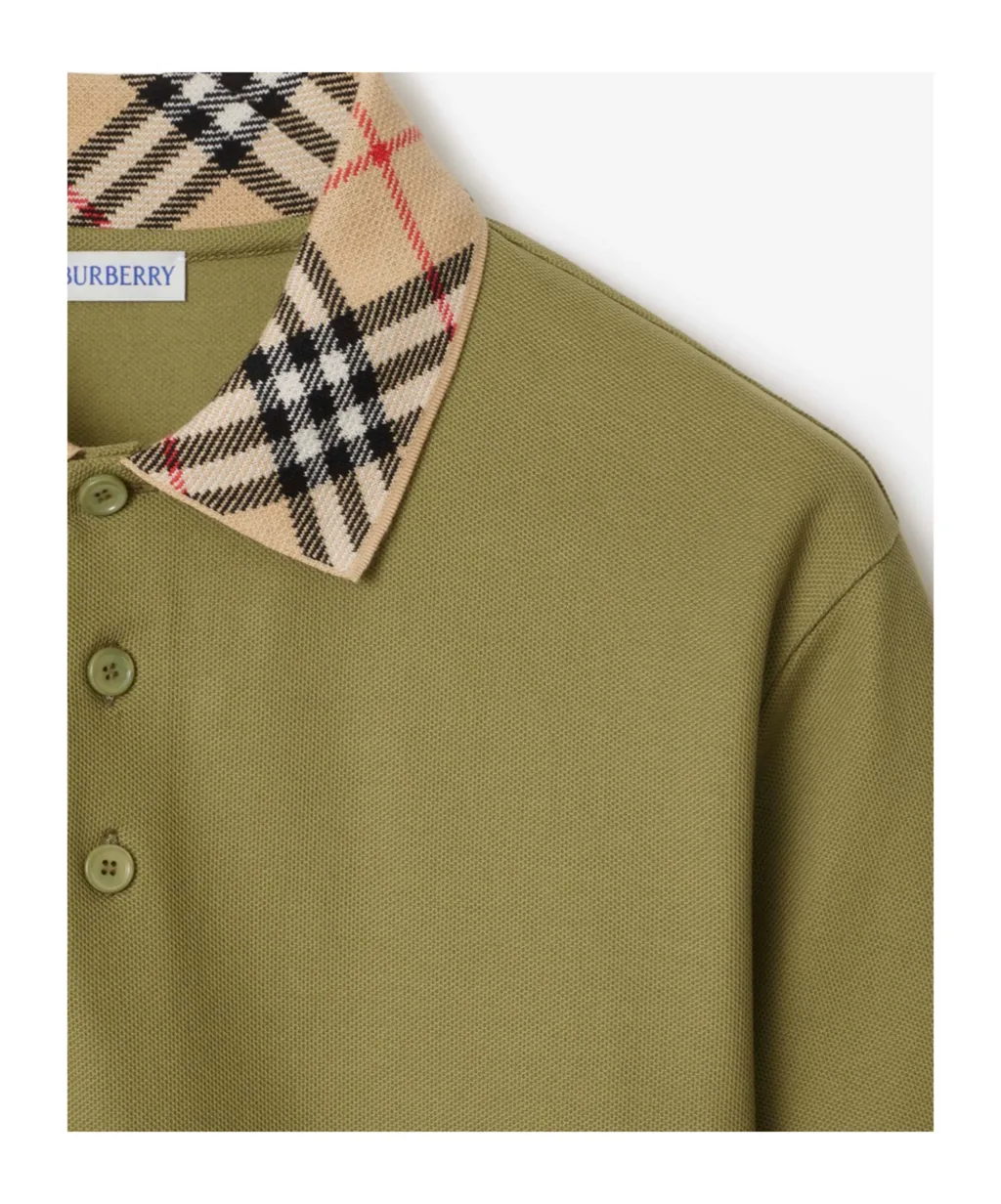 Checked Collar Short Sleeved Polo Shirt