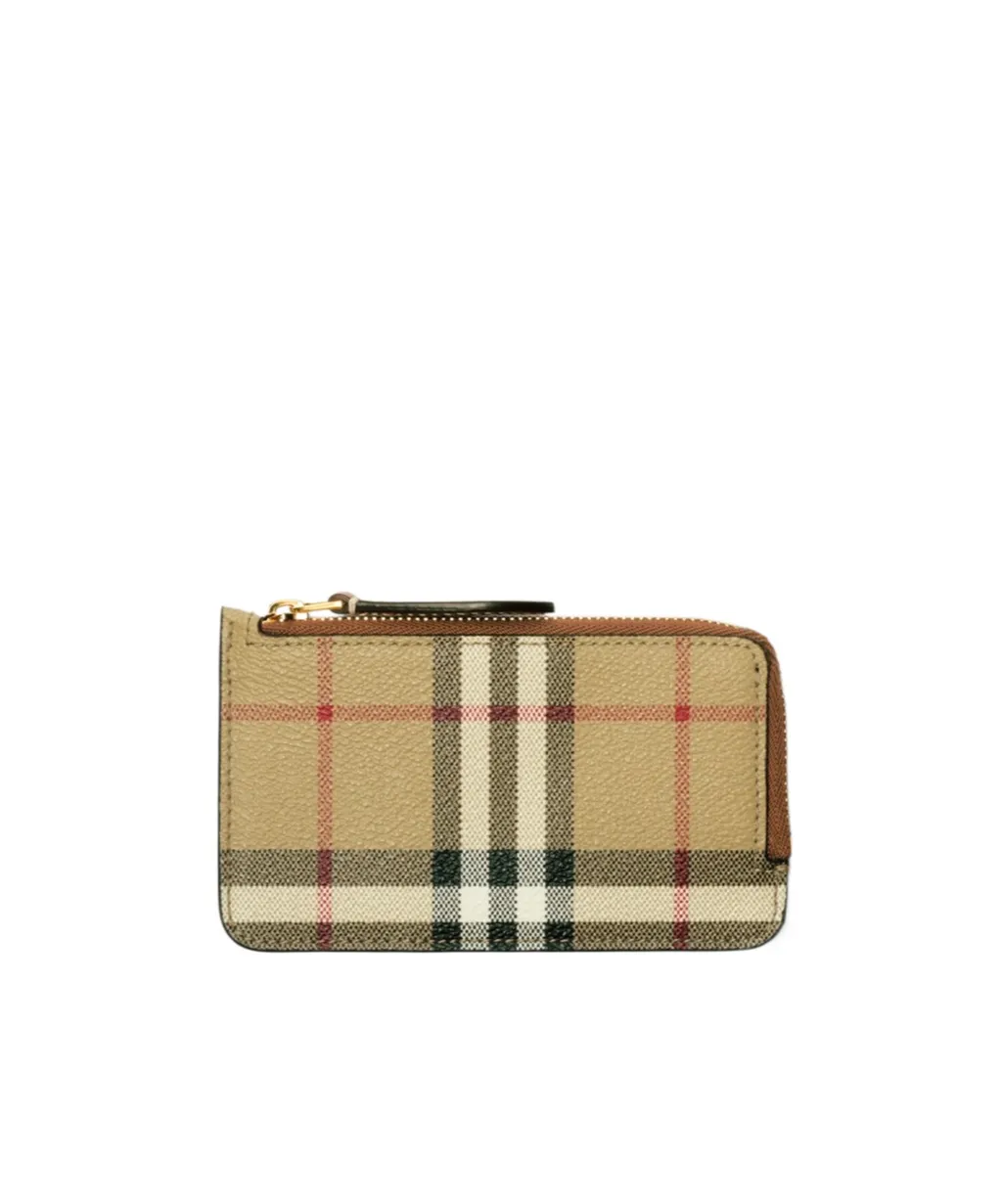 Vintage Checked Zipped Cardholder