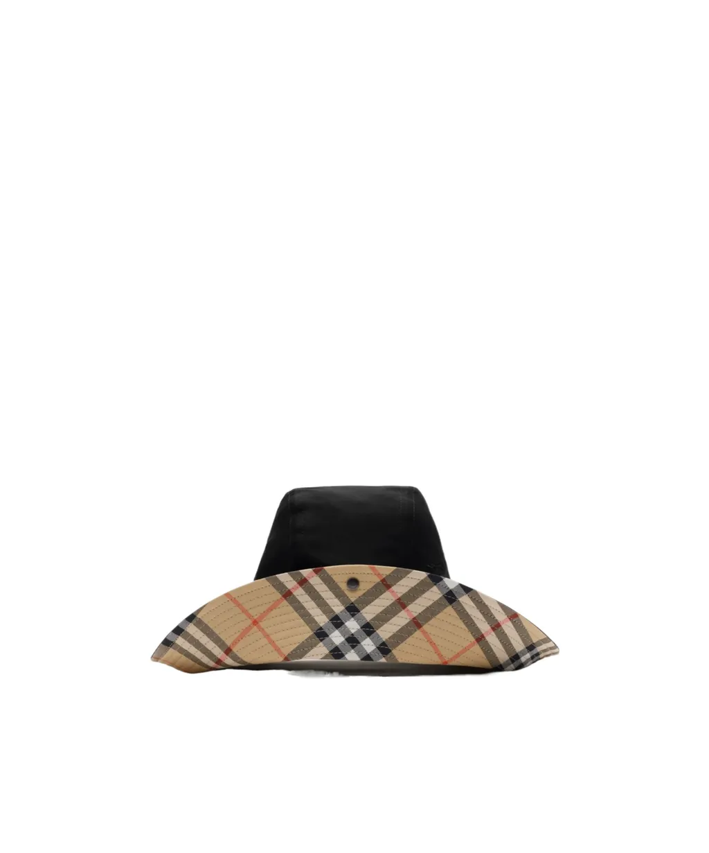 Check Brim Gabardine Bucket Hat