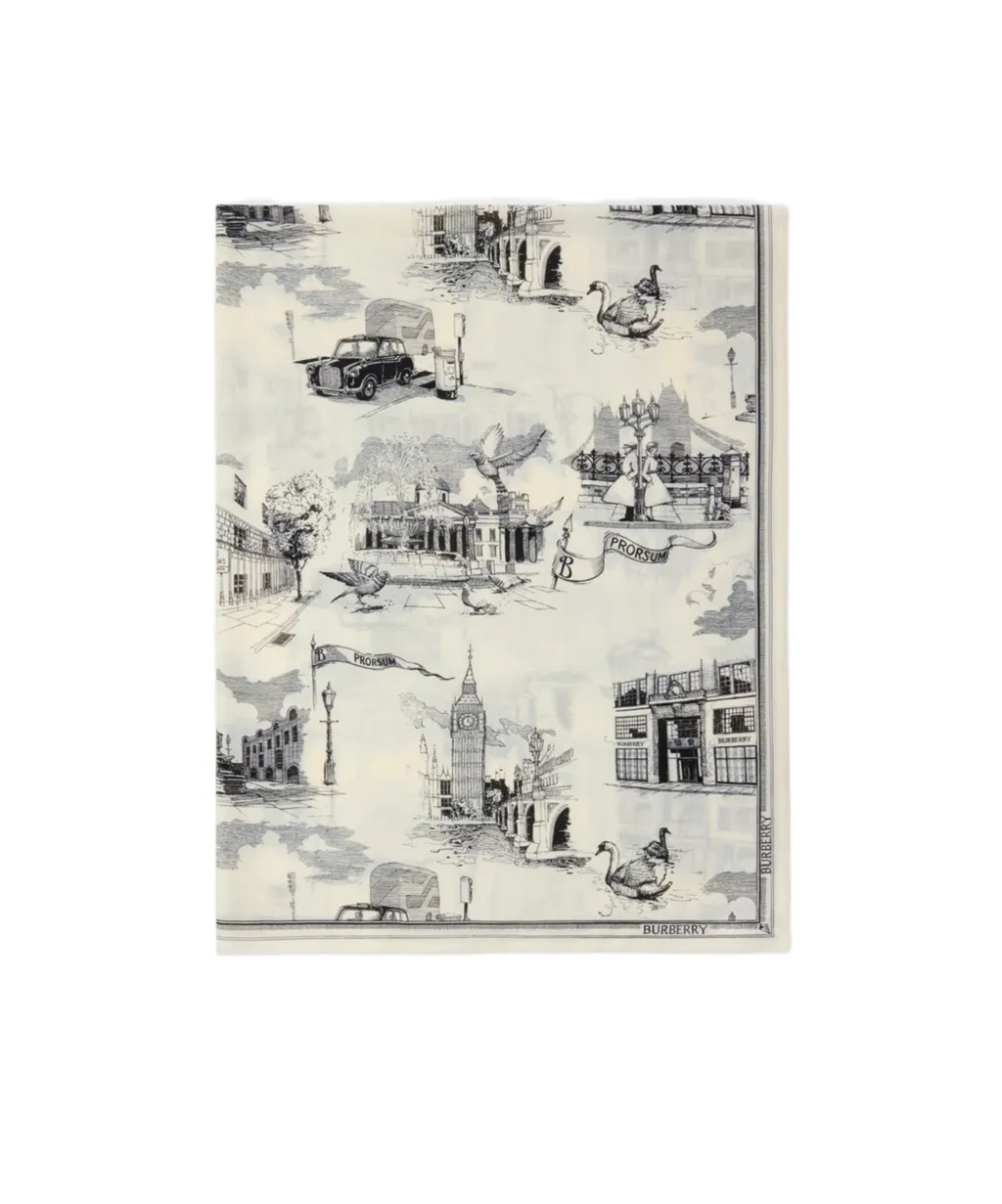 London Landmarks Wool Silk Scarf