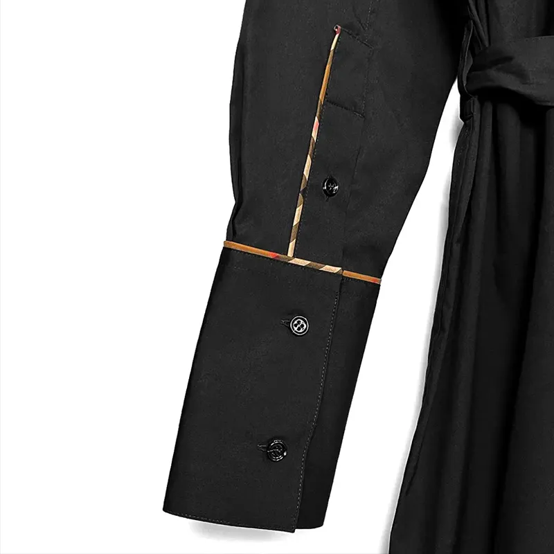 Check Trim Stretch Cotton Shirt Dress