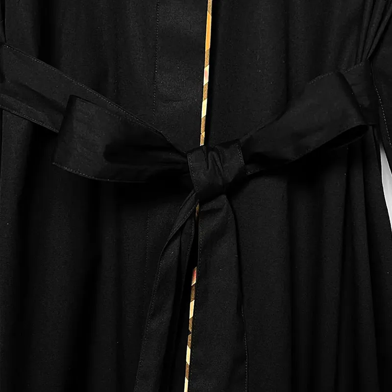 Check Trim Stretch Cotton Shirt Dress