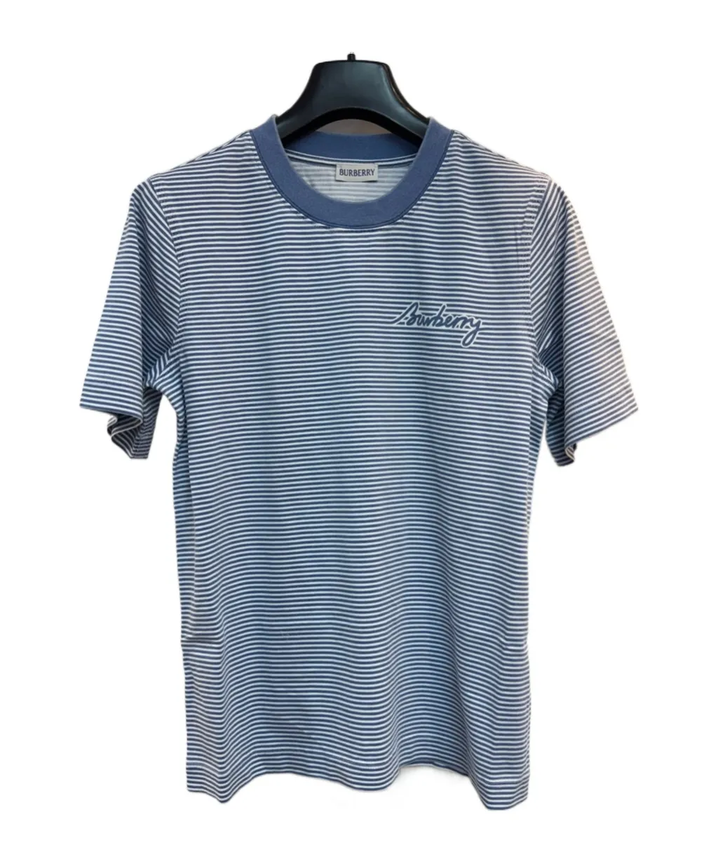 Logo Printed Striped Crewneck T-Shirt