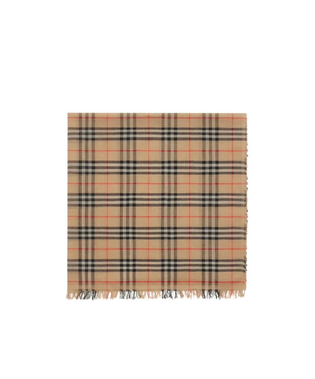 Checked Frayed-Edge Scarf