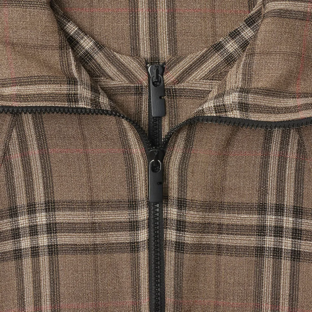 Checked Hooded Half-Zip Jacket