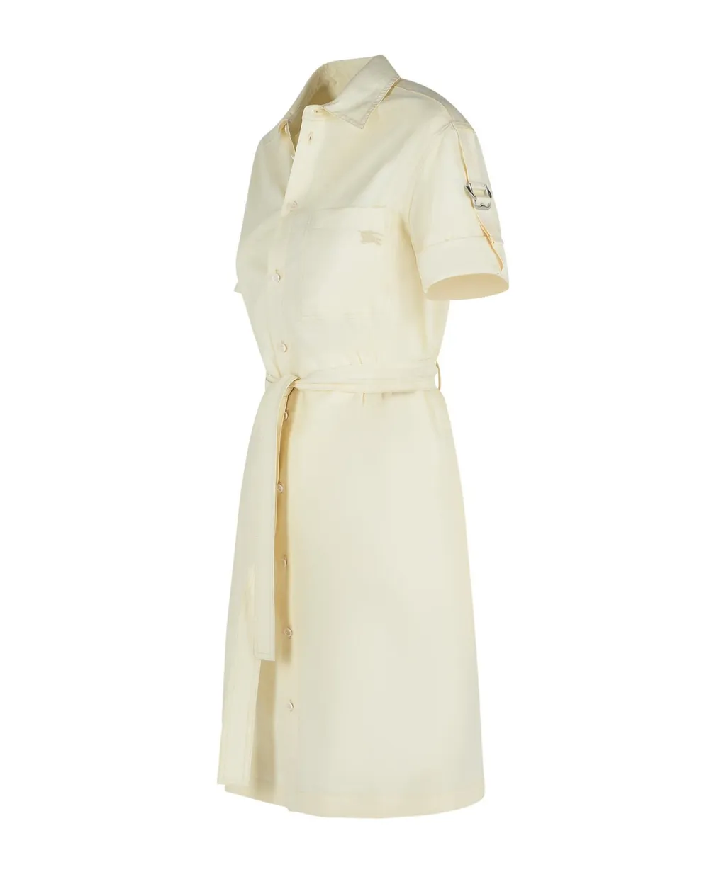 Belted Waist Short Sleeved Shirt Dress