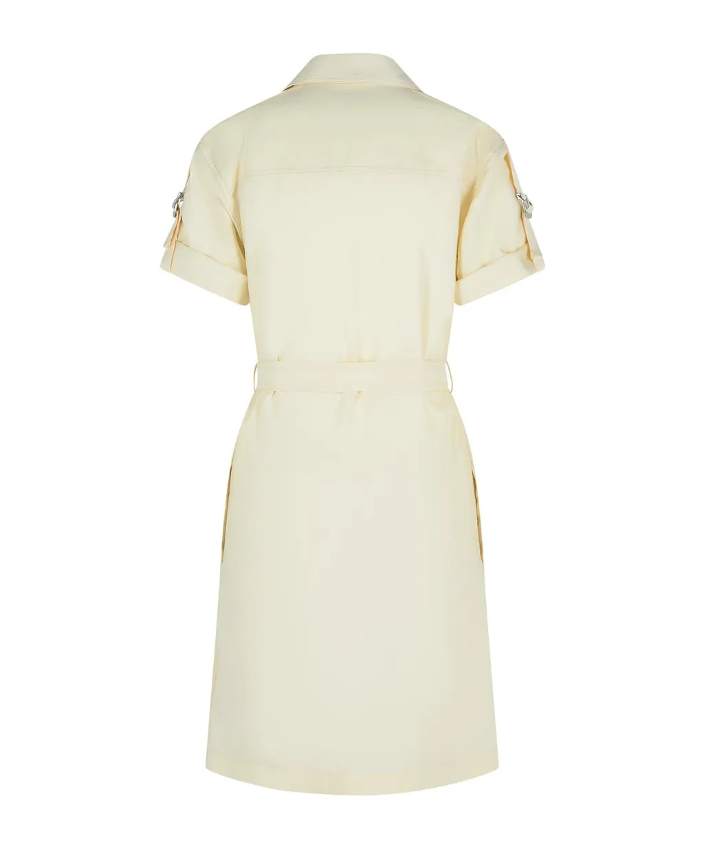 Belted Waist Short Sleeved Shirt Dress
