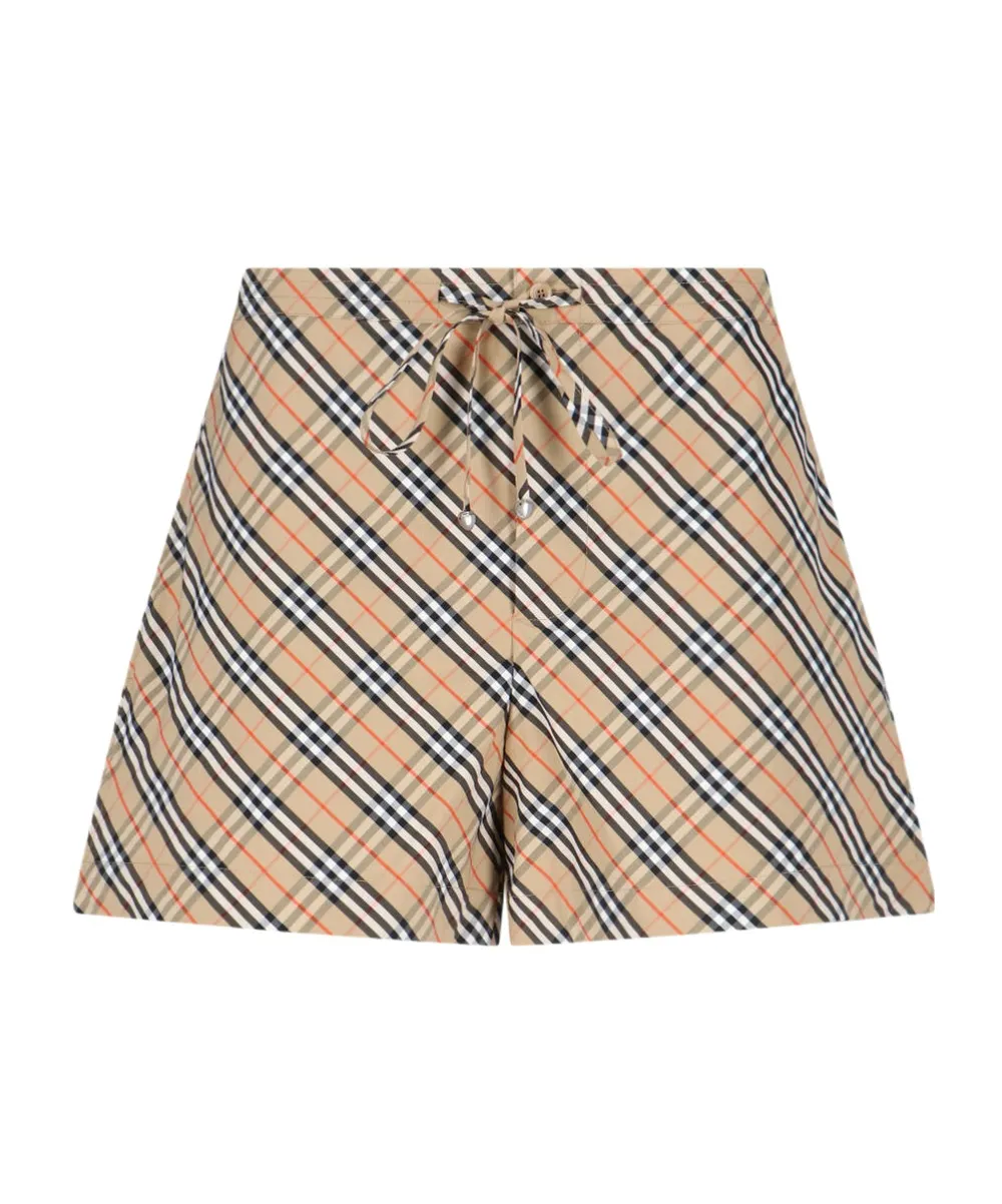 Check Printed Drawstring Shorts