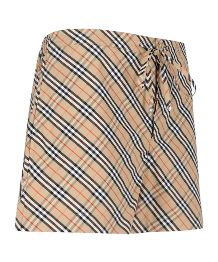 Check Printed Drawstring Shorts