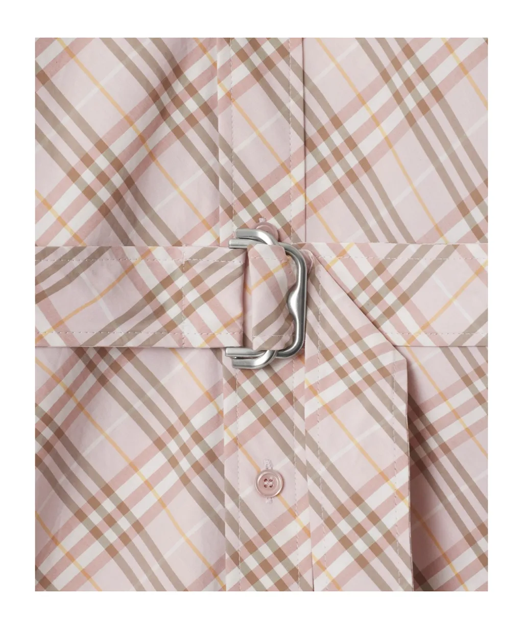 Checked Belted Waist Shirt Dress