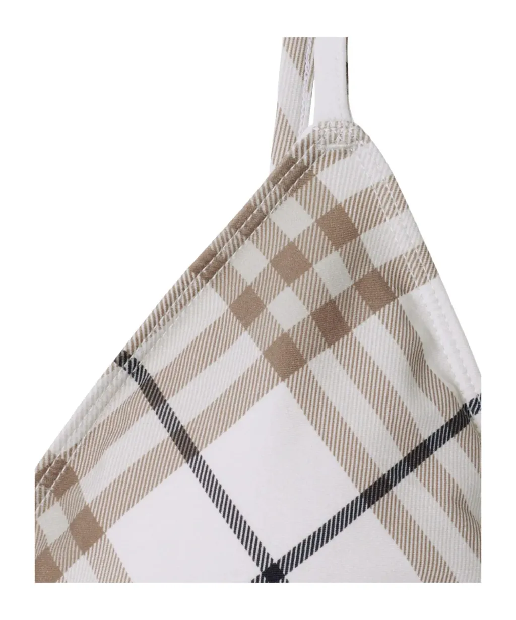 Checkered Front-Tied Bikini Top