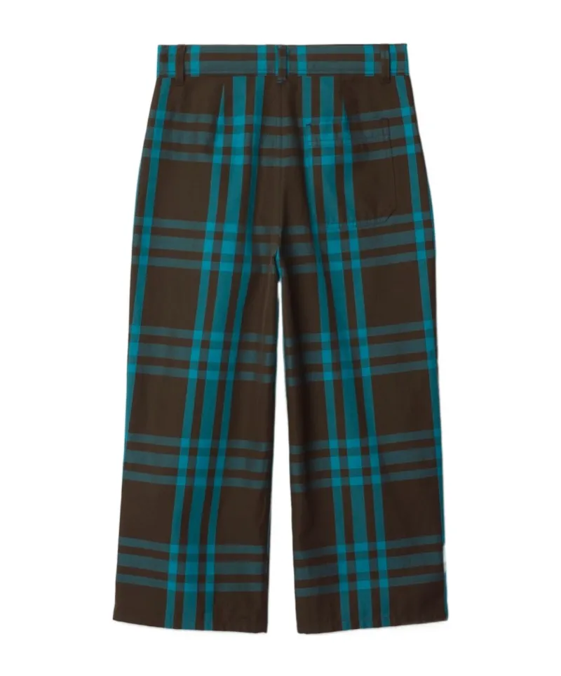 Check-Print Cotton Trousers