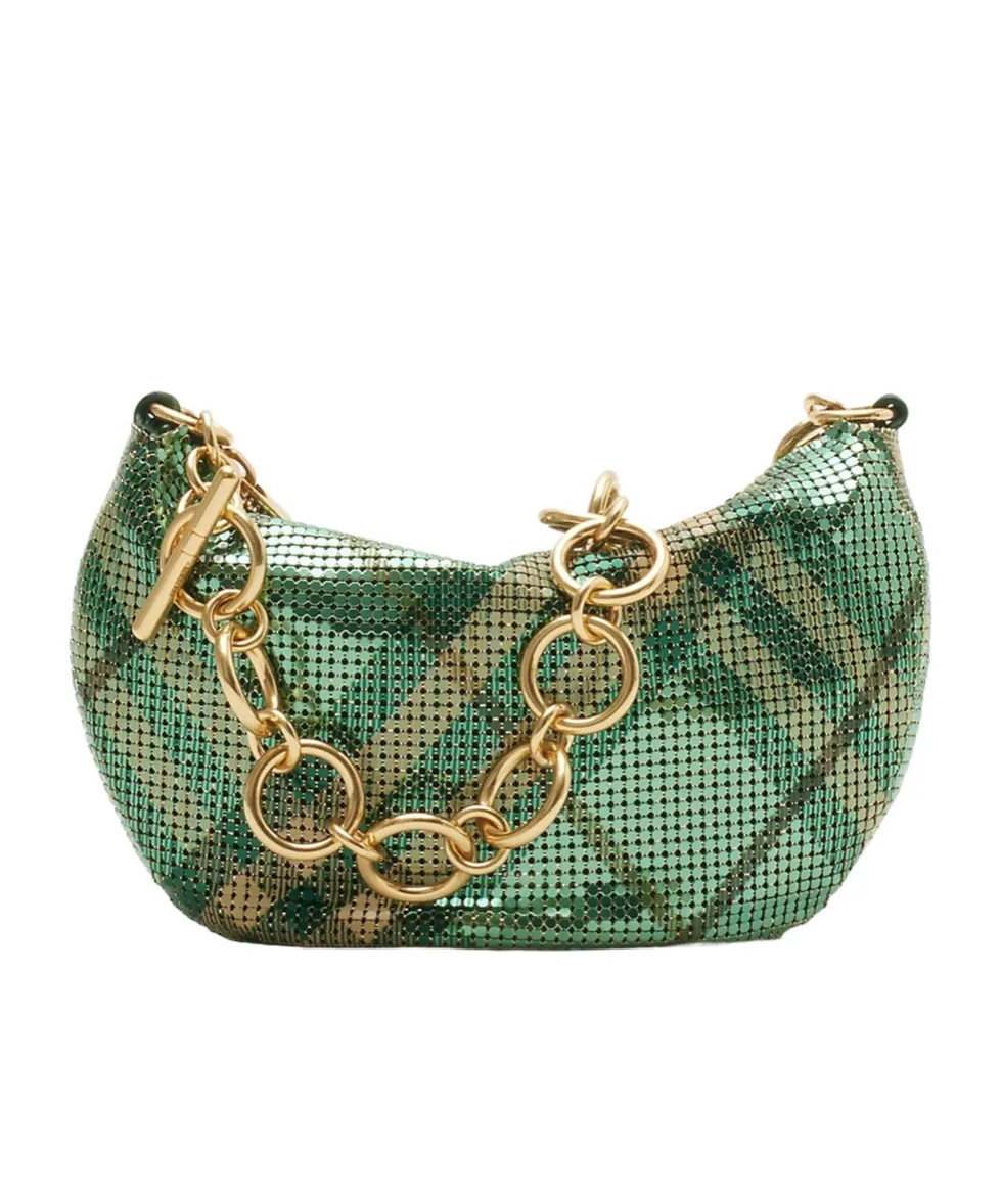 Chainmail-Linked Checked Shoulder Bag