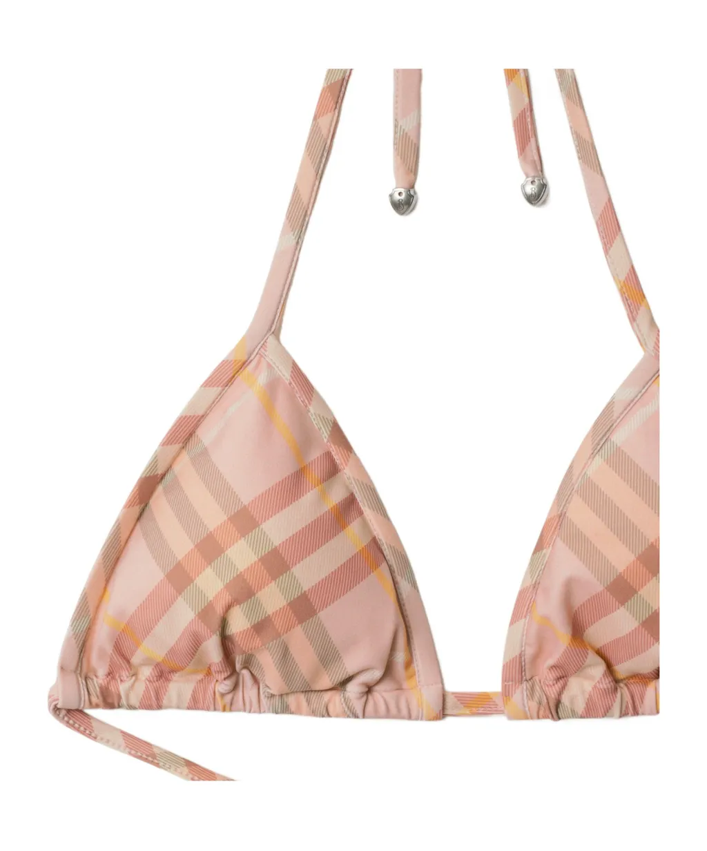 Check Printed Halterneck Bikini Top