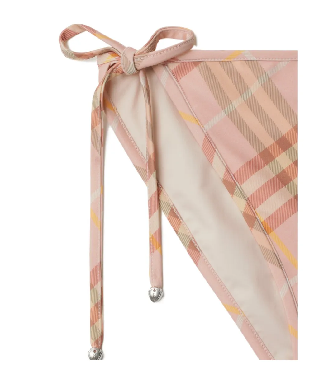 Check Printed Self-Tied Bikini Bottoms