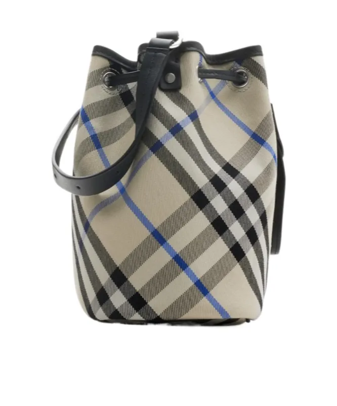 Mini Checked Drawstring Bucket Bag