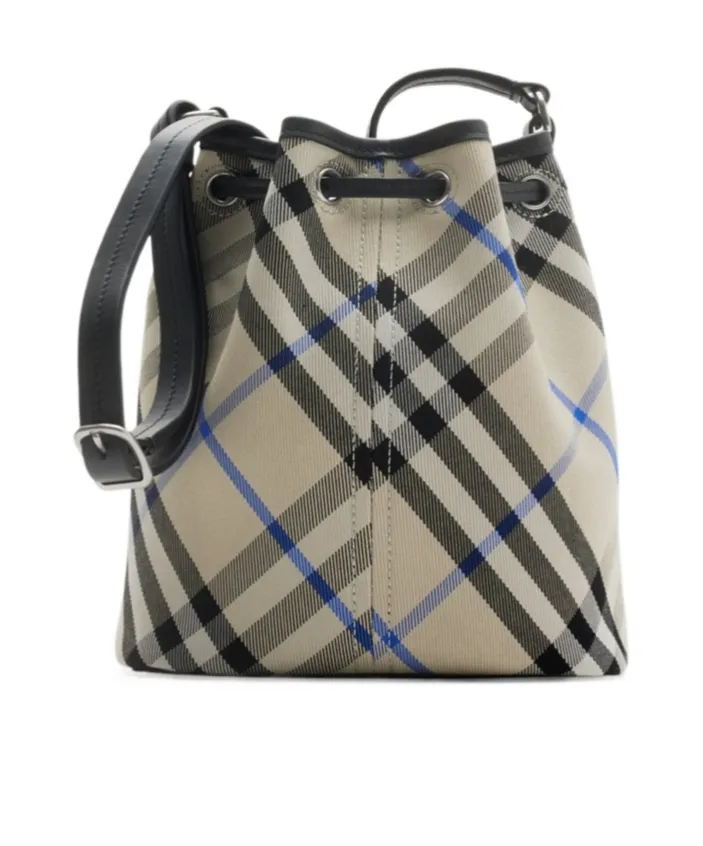 Mini Checked Drawstring Bucket Bag